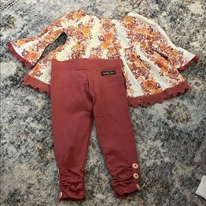 Matilda Jane Floral Top and Pink Leggings Set